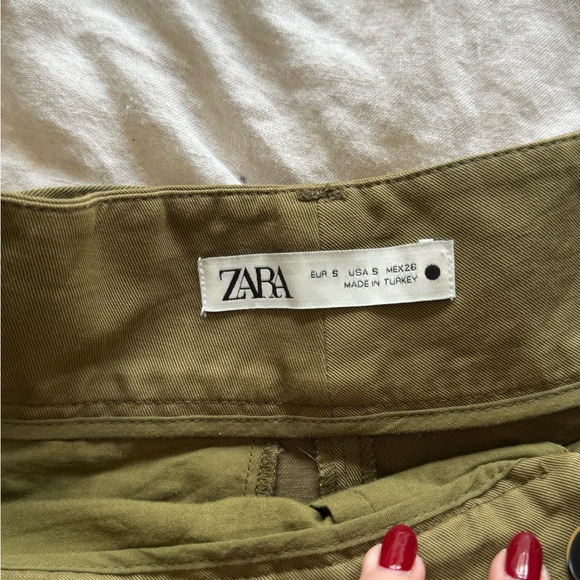 Khaki Zara Linen Shorts - S - Picture 3 of 4